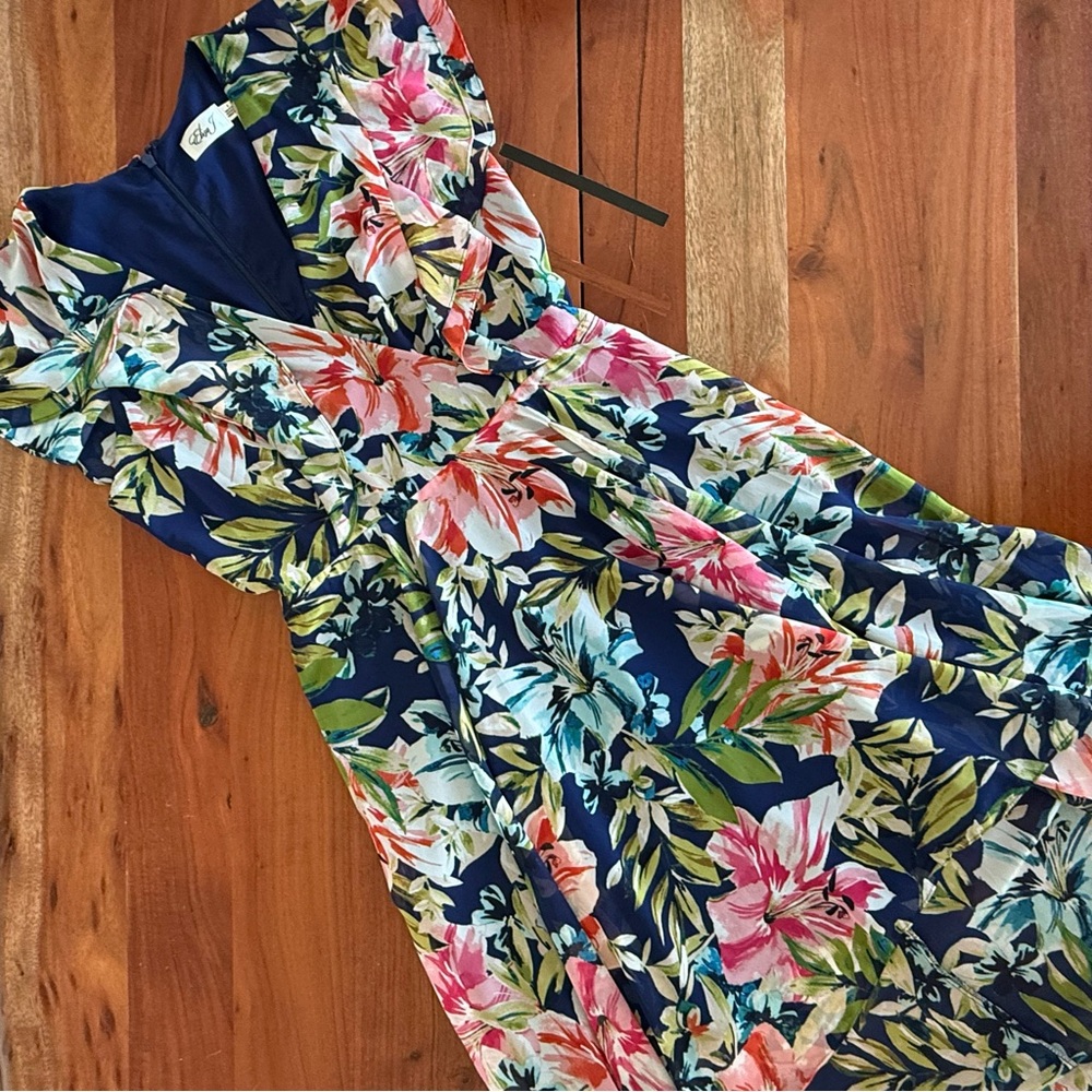 🦊 Eliza J Navy Floral High Low Dress
